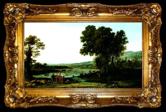 framed  Claude Lorrain landscape with jacob and laban and his daughters, ta009-2
